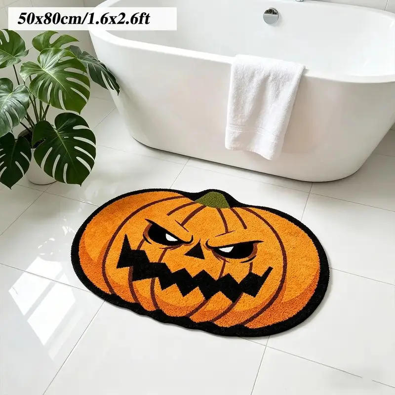 VIKAMA Halloween Square Rug Jack O Lantern Scary Pumpkin Area Rug Home Decor Holiday Aesthetic Art Premium Beautiful Cute