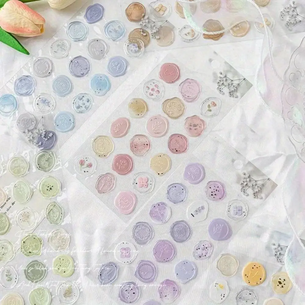 Retro Wax Seal Sticker European Style Waterproof Embossed Seal Sticker 3D Crystal Floral Wax Stamp Seal Sticker