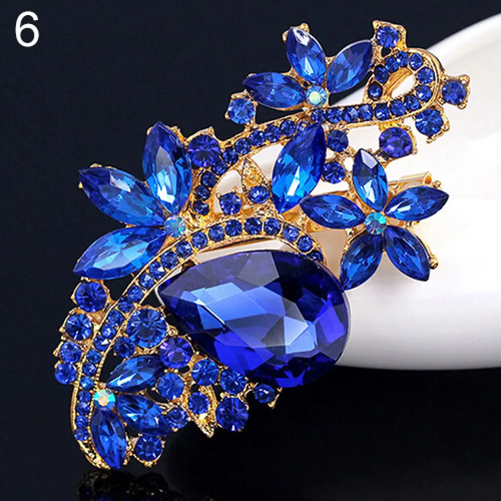 Vintage Bridal Korean Waterdrop Flower Resin Rhinestone Fashion Brooches Pin Rhinestone Crystal Brooches Bouquet Wedding Jewelry