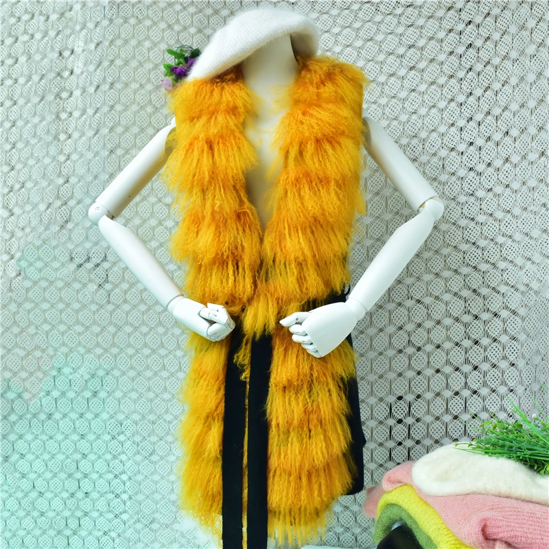 Ladies Women Spring Autumn Fashion Golden Curled Wool Sleeveless Belt Medium Long Slim Cardigans Sweater Jacket Vest Pull Tops