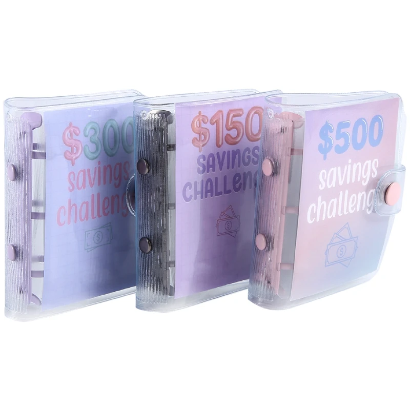 3Pcs Mini Binder Savings Challenge 150/300/500 Saving Money Budgets Cash Envelope Wallet Budget Binder Notebook Budget