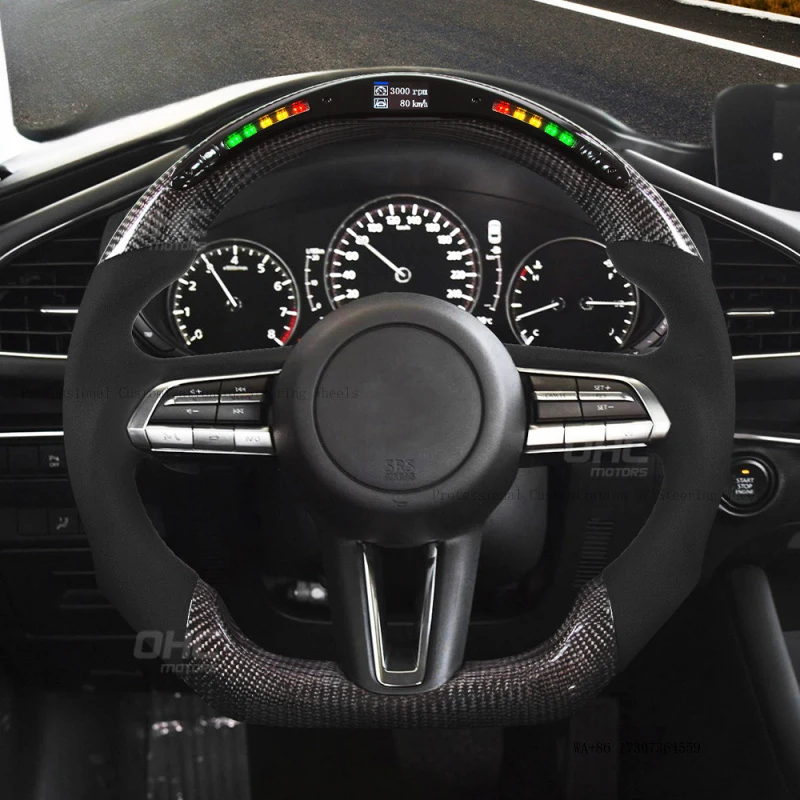 Suitable for Mazda 6 Ruiyi, intelligent LED multifunctional carbon fiber steering wheel with Alcantara suede