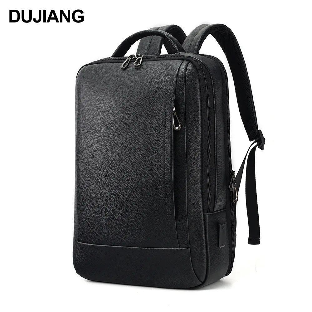 

15.6 inch Laptop Backpack Men 100% Genuine Leather Men's Backpack USB Charge Backpacks Travel Bag Schoolbag Student Bookbag