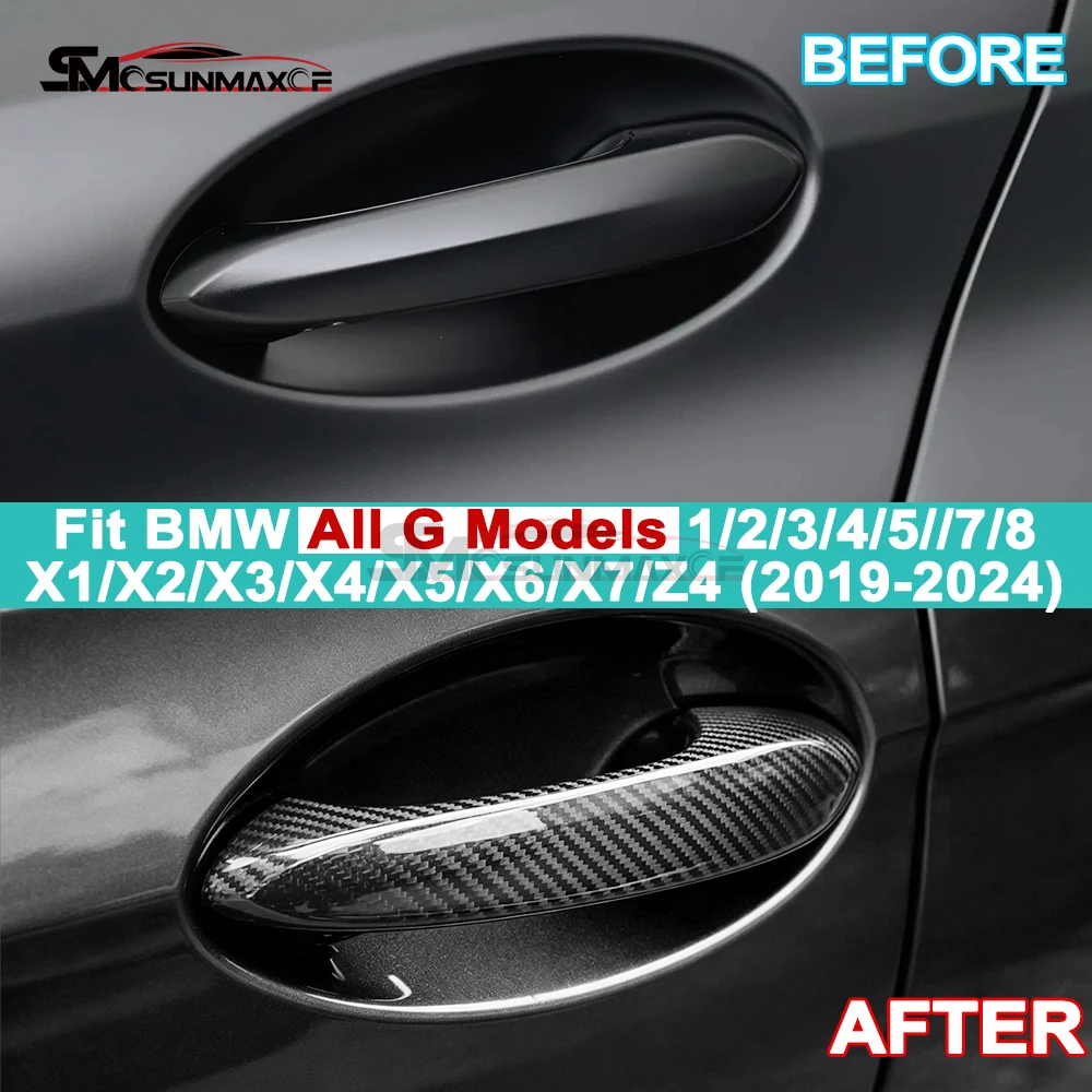 For BMW G Models 1 2 3 4 5 7 8 X1 X2 X3 X4 X5 X6 X7 Z4 2024-2026 Real Carbon Fiber Outer Door Handle Covers Car Exterior Sticker