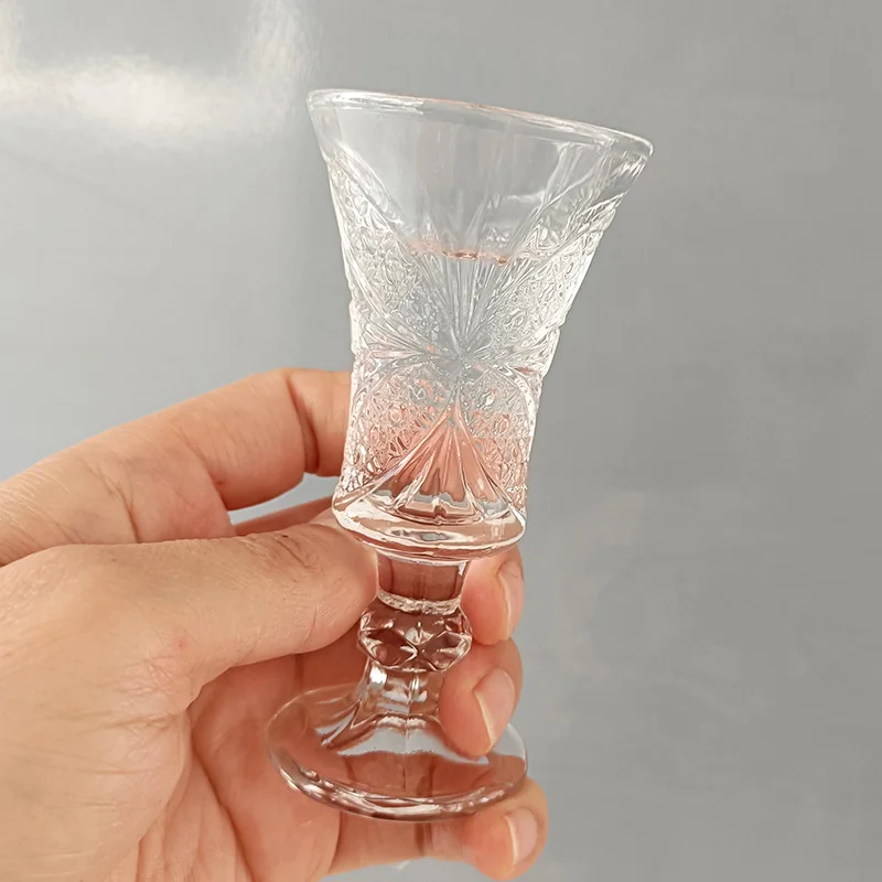 6pcsx34ml 50ML Lead Free Glass Machine Made Chinese Old Fashioned Shot Glasses for Liquor Vodka Spirit Drinks