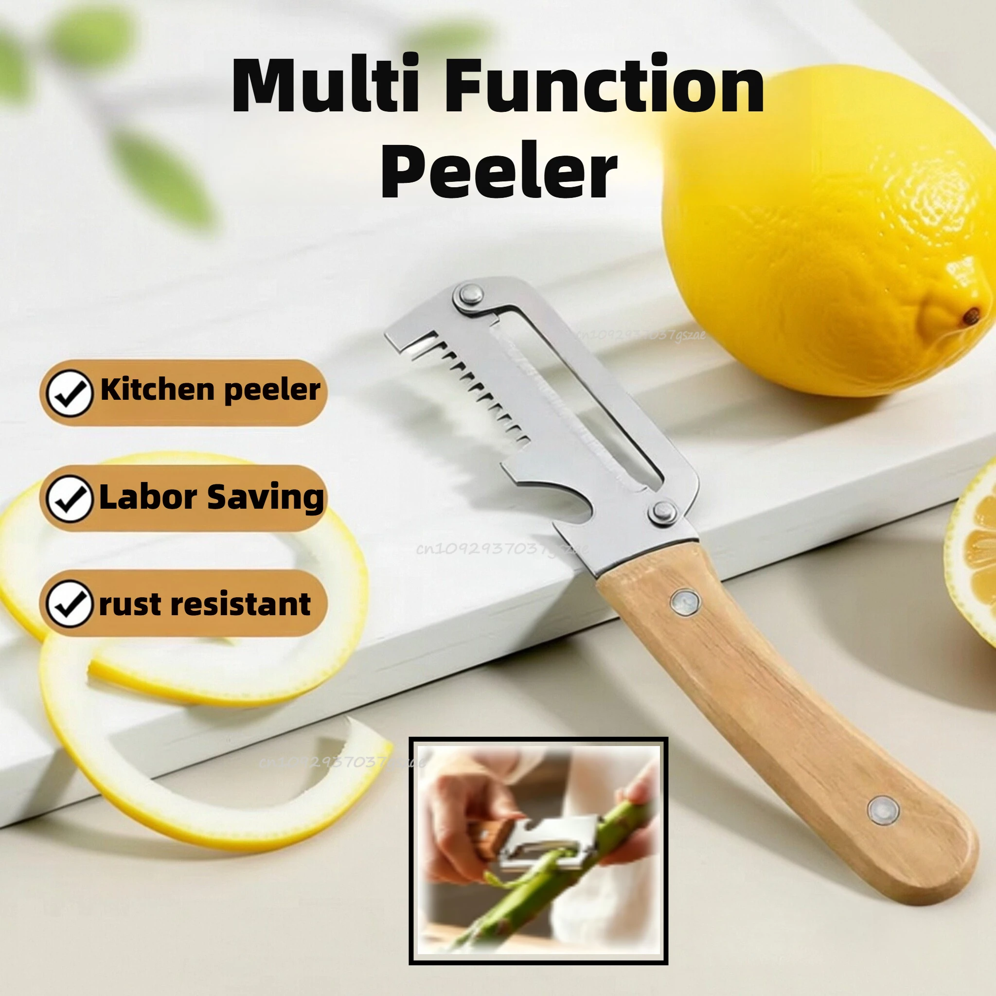New Paring Knife Wood Handle Knife for Peeling and Cutting Vegetables Fruit Knife Bottle Opener 2-in-1 Fruit Potato Peeler