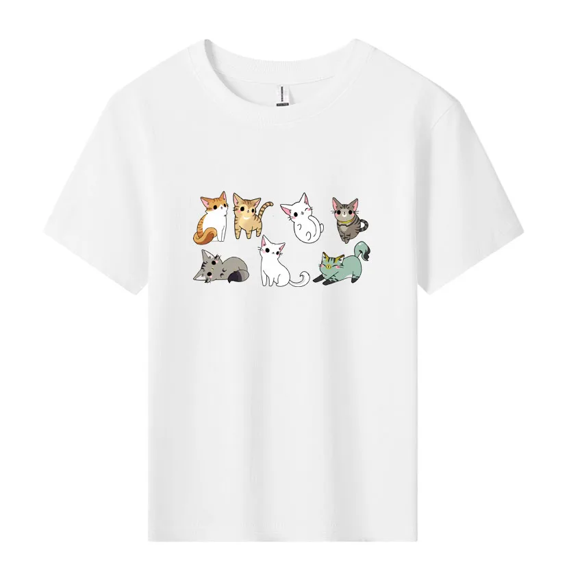 Summer Children Cartoon T-shirt for Cute Cat Printing Boys T Shirt Girls Tops Short Sleeve Tees Cartoon Kids Clothes