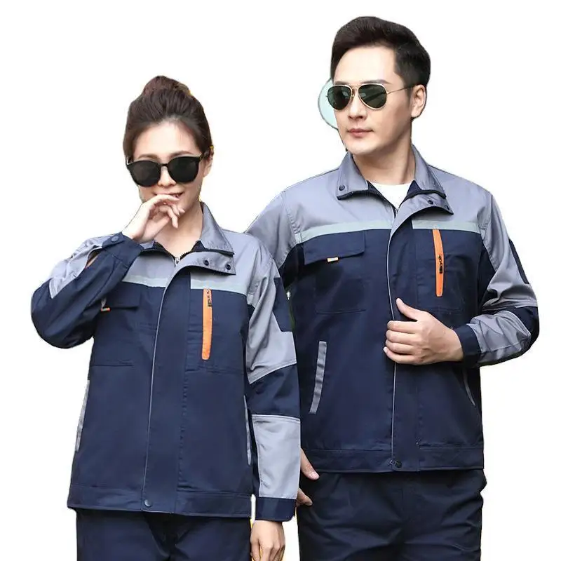 Long Sleeve Work Uniform Set Autumn Summer Cotton Polyester Blend Engineering Maintenance Repair Clothing
