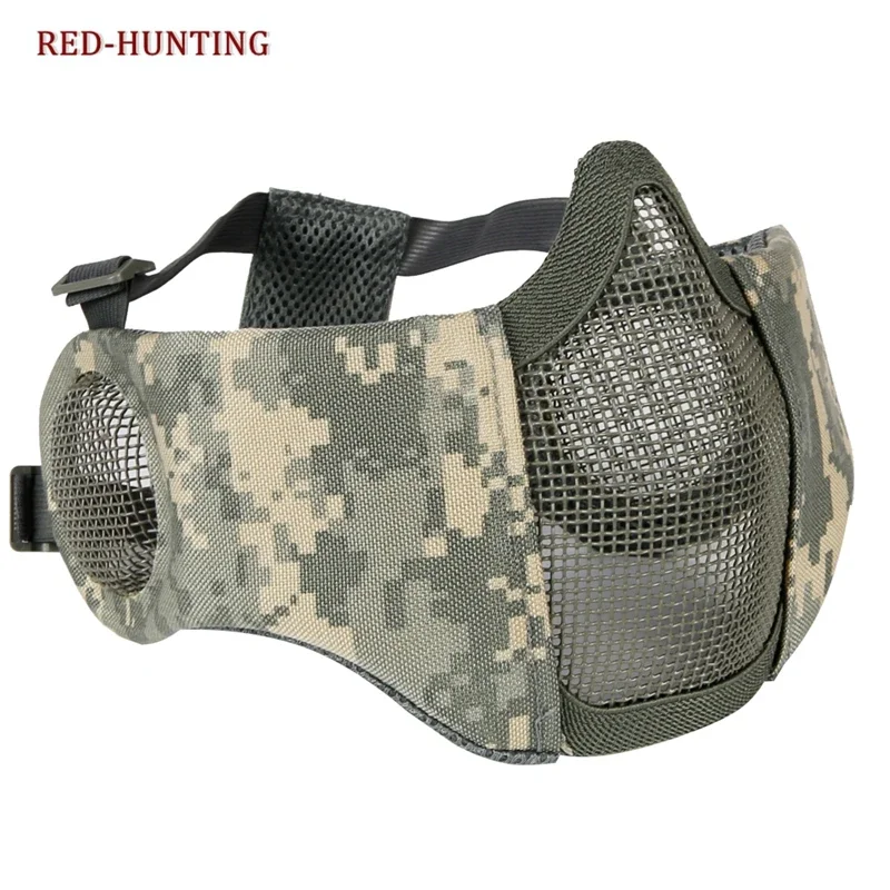 

Masque tactique de Sport en plein air, protection en maille metallique, masque metallique Airsoft Paintball demi-visage, masque