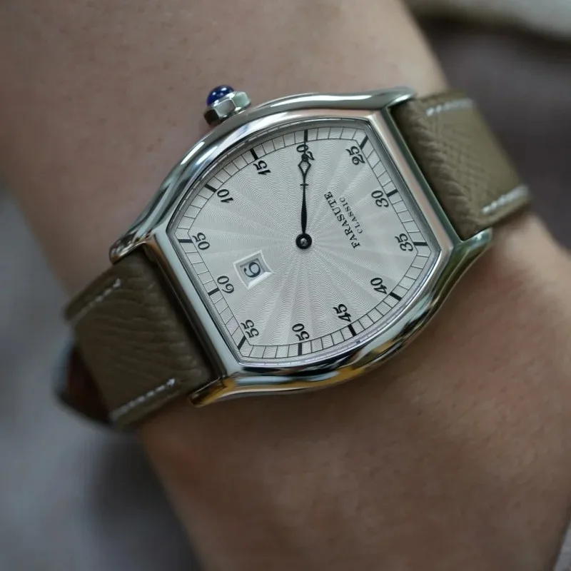 FARASUTE 남자 자동 시계 36mm * 44mm Tonneau 케이스 점프 시간 기계식 손목 시계 사파이어 3ATM 방수 ST17 Mov