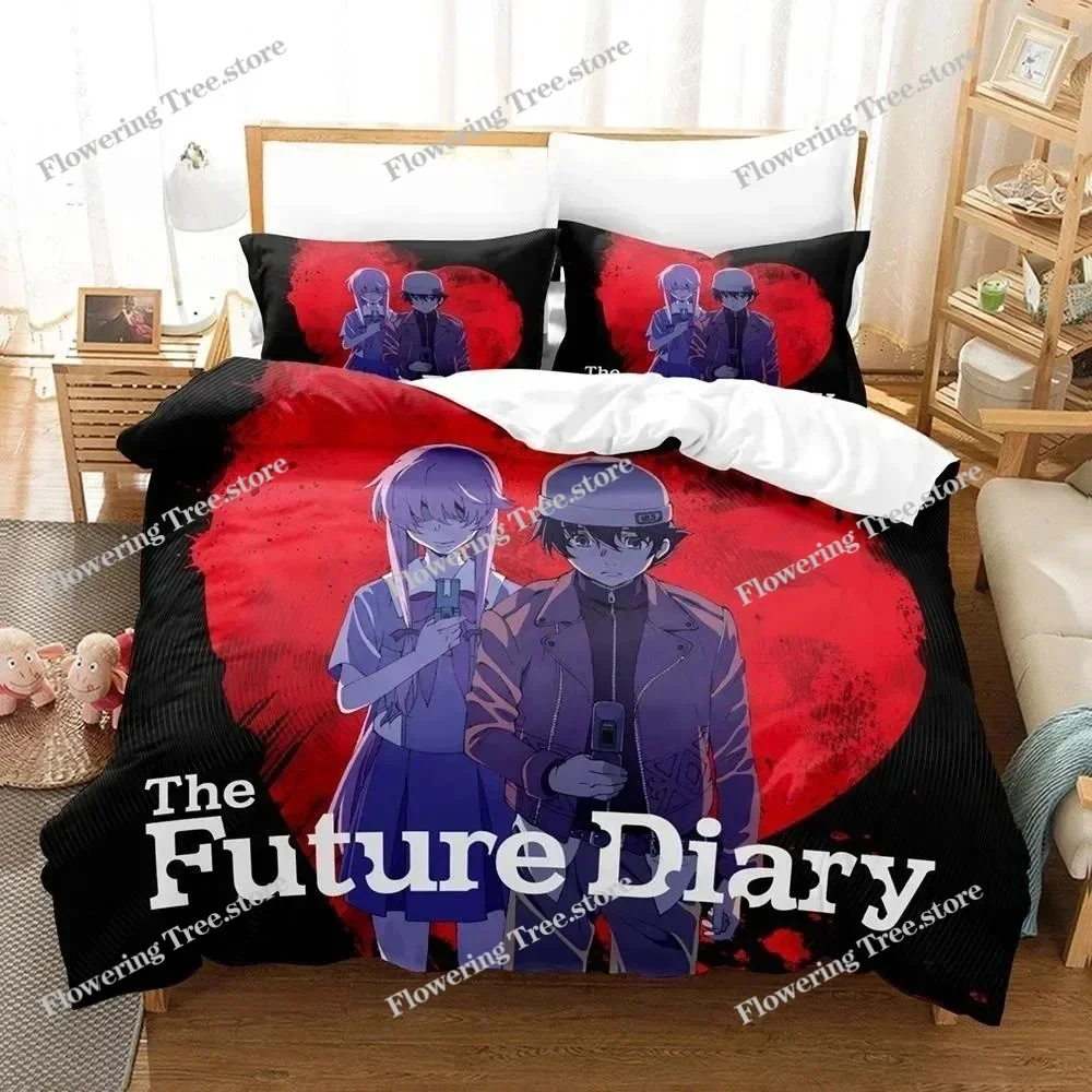 New 3D Printed Anime Bed Sheet Future Diaries Mirai Nikki Bedding Set Single Twin Full Queen King Size Bed Set Adult Kid Bedroom