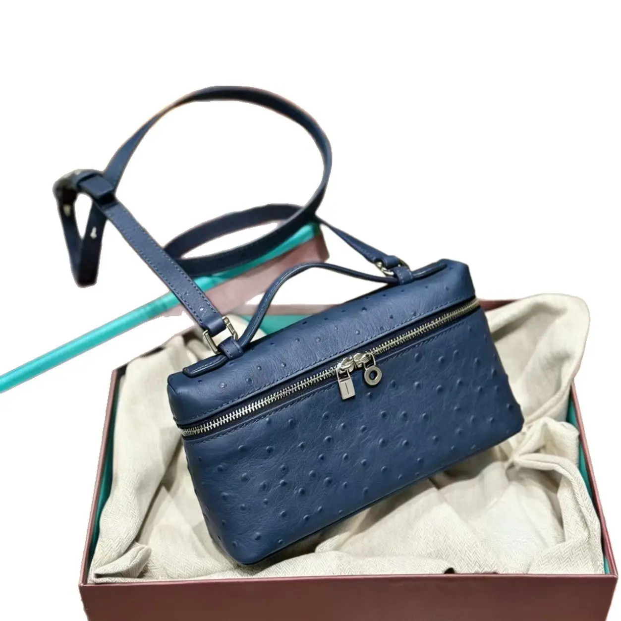

2026 New Small Square Bag Ostrich Leather Handbag Trend Cross-border Bag One Shoulder Crossbody Cosmetic Bag Female Small