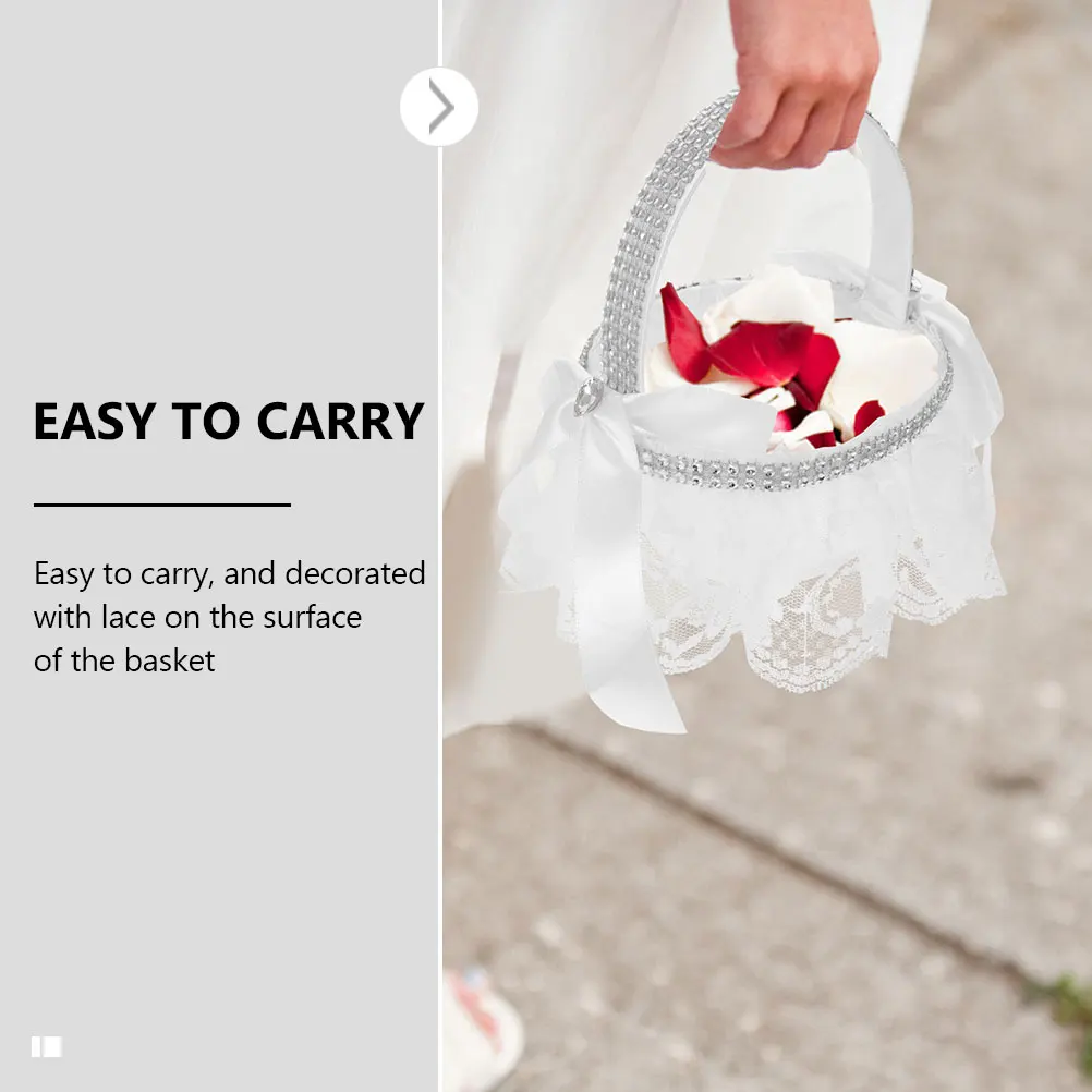 

2Pcs Wedding Flower Baskets H made Cloth Storage Baskets for Table Decorations Mini Bride Simple charming Lace Decor