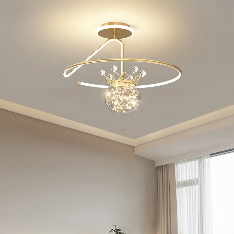 SANDYHA minimaliste luxe étoilé couronne LED plafond lustre éclairage élégant pour chambre salle à manger salon décor à la maison