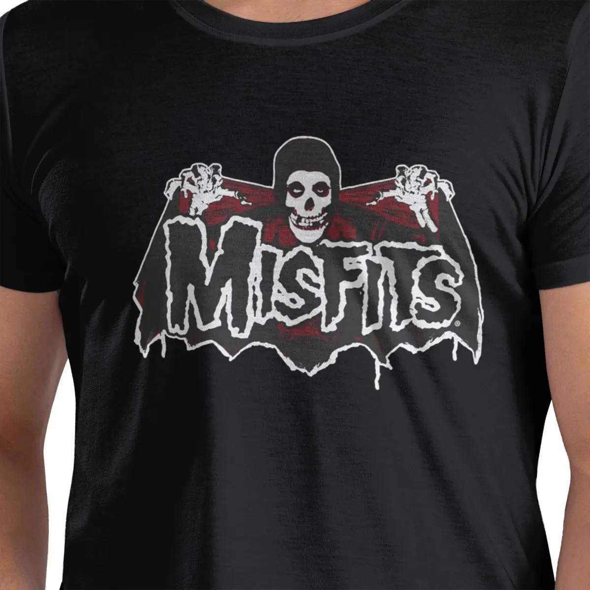 

Футболка из 100% хлопка с изображением летучей мыши и черепа Misfits Skull, мужские модные футболки с круглым вырезом и коротким рукавом, S-6XL