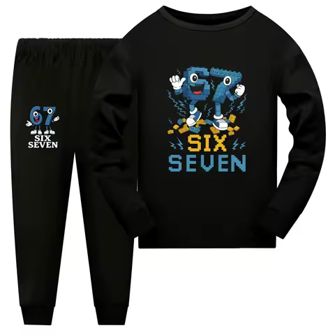 Six Seven Funny Brainrot Meme Kids Clothes Girls Pajama Set Boys Long Sleeve Trousers Pyjamas Sleepwear Suit
