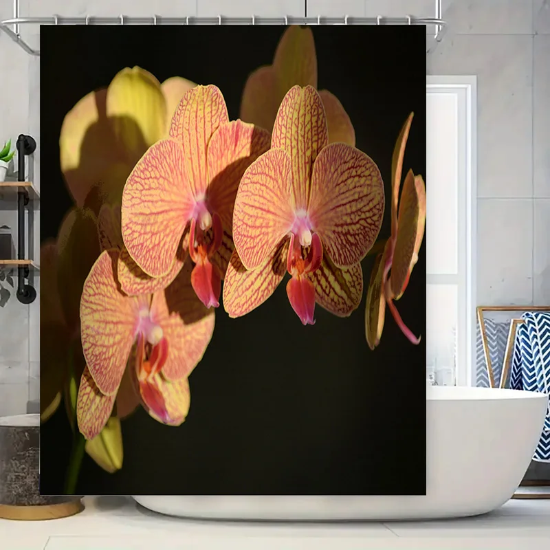 

Восхитительная розовая, желтая занавеска для душа с принтом орхидеи, современный домашний декор, украшение для ванной комнаты, размер: 72x84 дюймов (ШxВ)