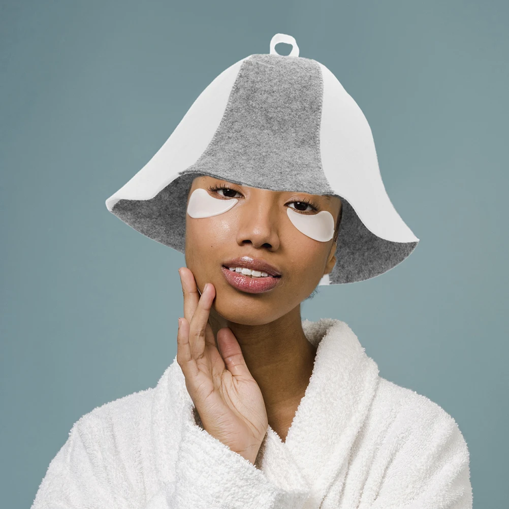 

2Pcs Felt Sauna Hat Soft Comfortable Unisex Adjustable Warm Sauna Cap Bathing Steam Room Accessories Steam Room Hat
