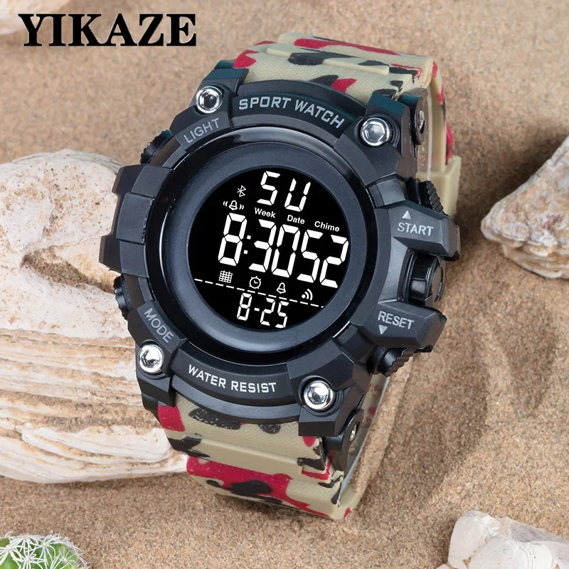 YIKAZE Men\'s Sport Watch Multifunction Military Men Watch Alarm Clock Big Dial Digital watches Waterproof Electronic Wristwatch