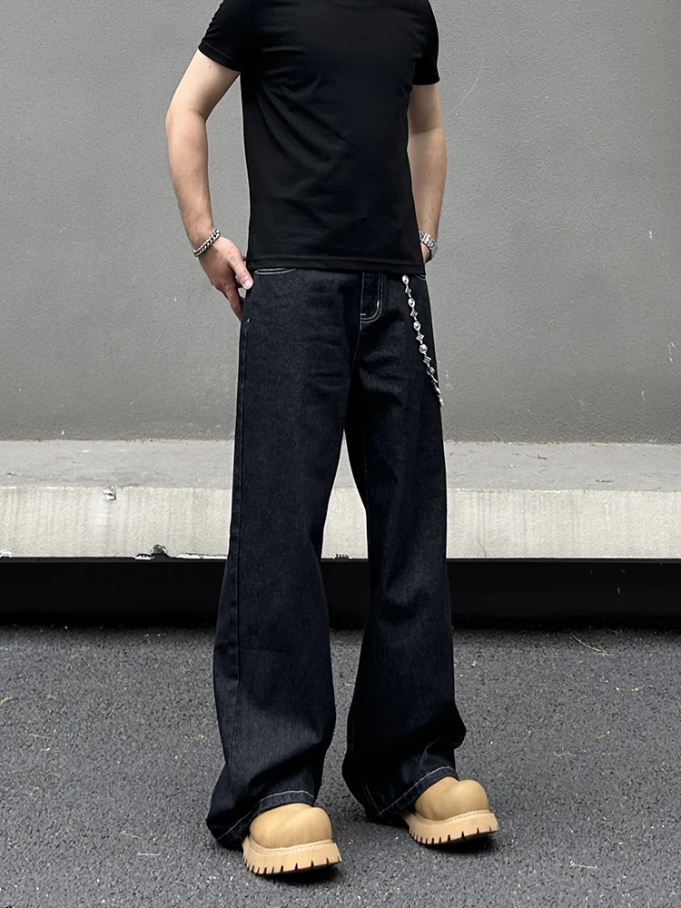 

Классические американские джинсовые джинсы в стиле ретро, свободные повседневные прямые брюки с белой строчкой для мужчин и женщин