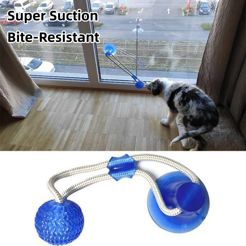 Durable Suction Cup Dog Tug Toy Interactive TPR Chew Ball Molar Teeth Cleaning Toy for Puppy Medium Dogs Aggressive Chewers