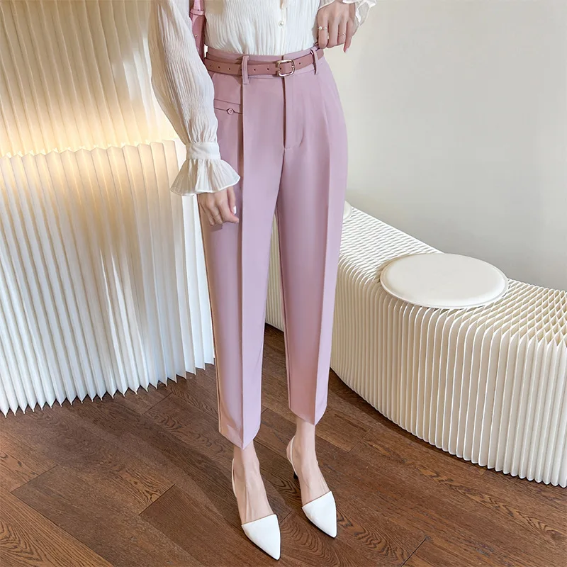 

High-Grade Ice Silk Ankle-Tied Suit Pants