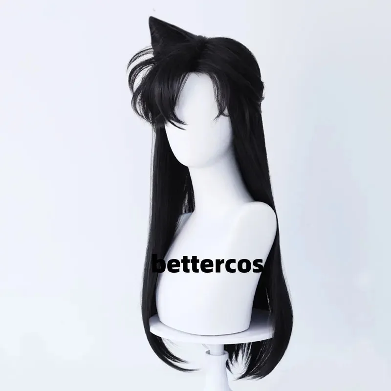 CyMouri Ran الاصطناعية الشعر أنيمي طويل 72 سنتيمتر الأسود مع كعكة تأثيري أنيمي شعر مستعار راشيل مور مقاومة للحرارة الشعر شعر مستعار للحفلات + شعر مستعار Ca