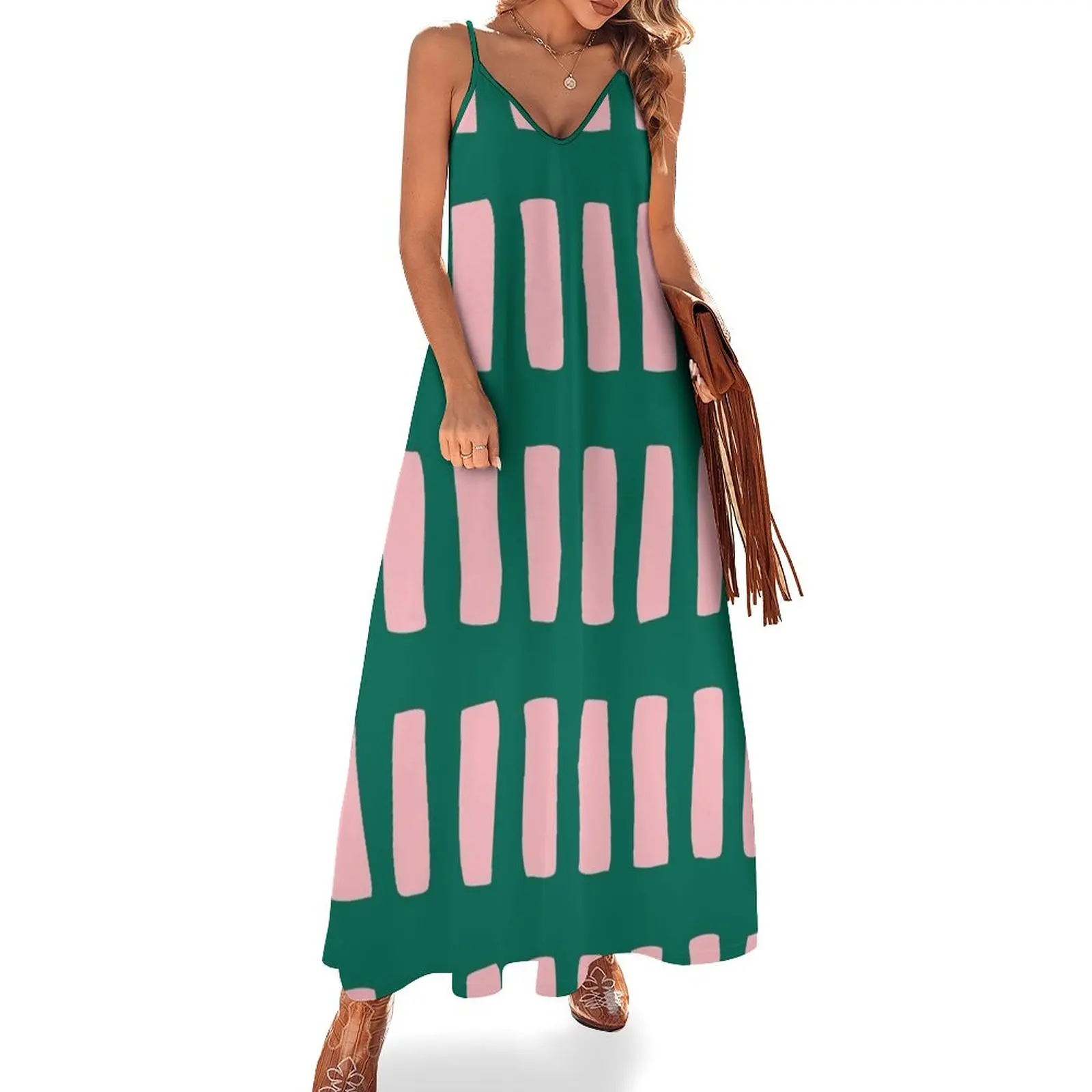 Handrawn Boho Rectangles No 03 Sleeveless Dress summer women's suit elegant chic wedding evening dresses Dress for girls