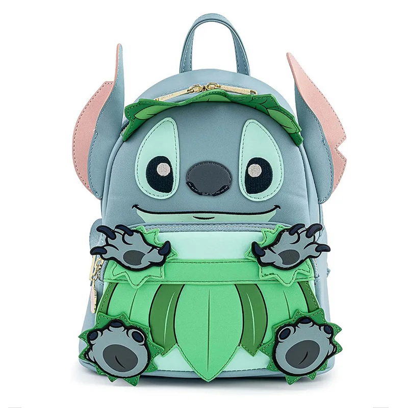 Disney-mochila de piel sintética con doble correa para mujer, bolso de hombro con dibujos animados de Lilo & Stitch Luau, regalo de cumpleaños