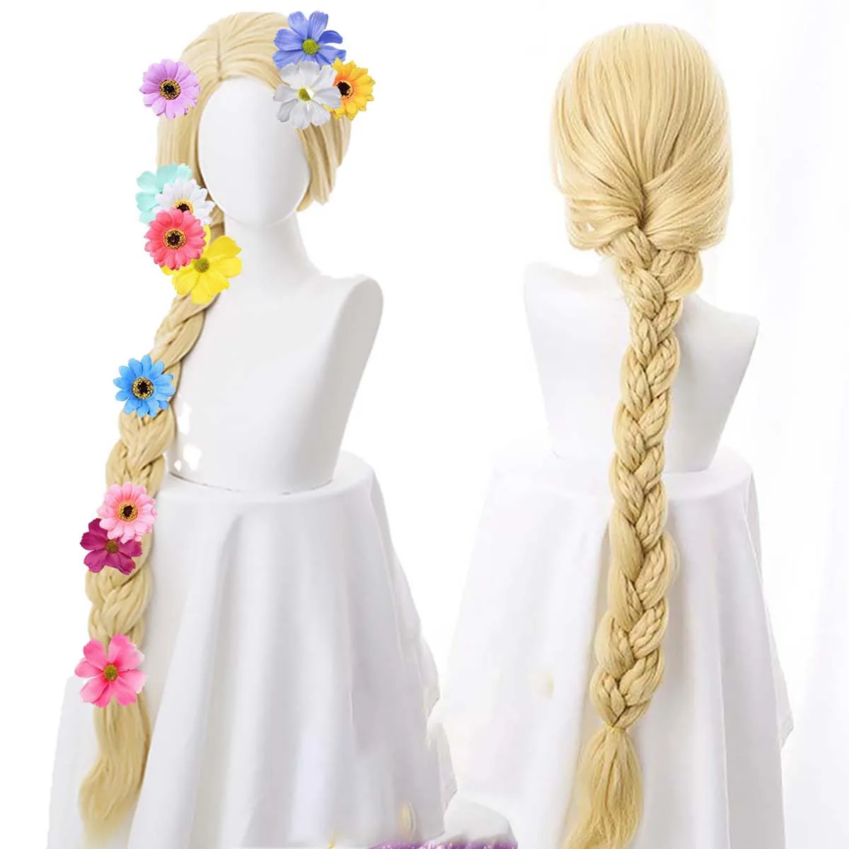 

Halloween Women Princess Tangled Rapunzel Cosplay Long blonde Wig