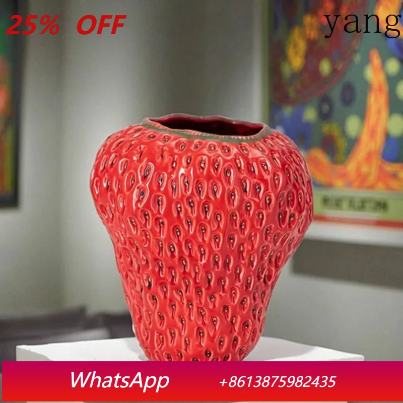 

Yjq home decoration ceramic vase simulation large strawberry living room desk handmade glass vase