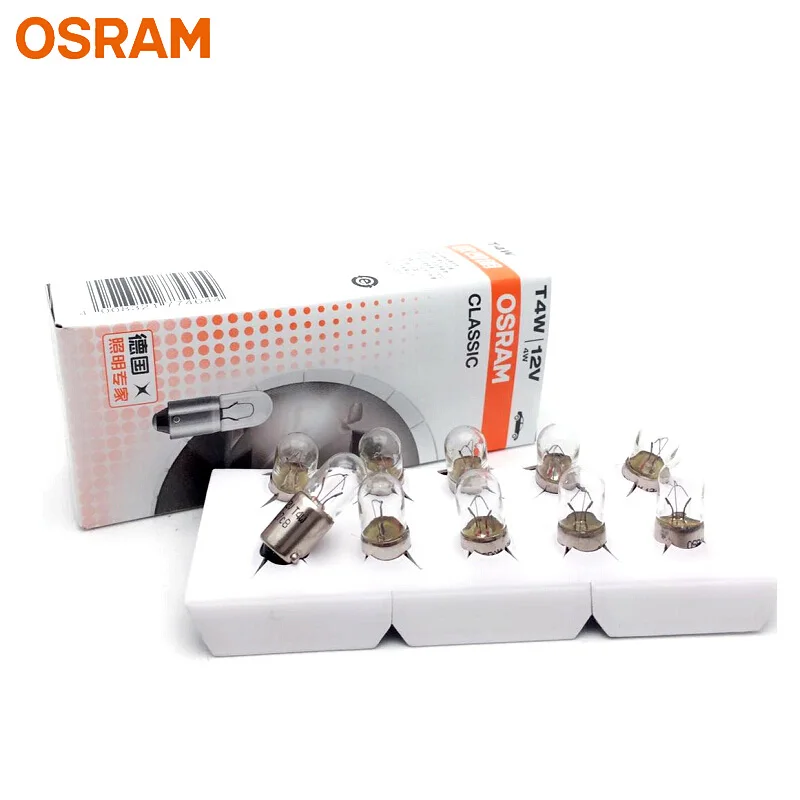 OSRAM Original T4W 3893 Line Metal Bases Car Parking Light Clearance Door Lamps Interior Bulbs BA9s 12V 4W Wholesale 10pcs