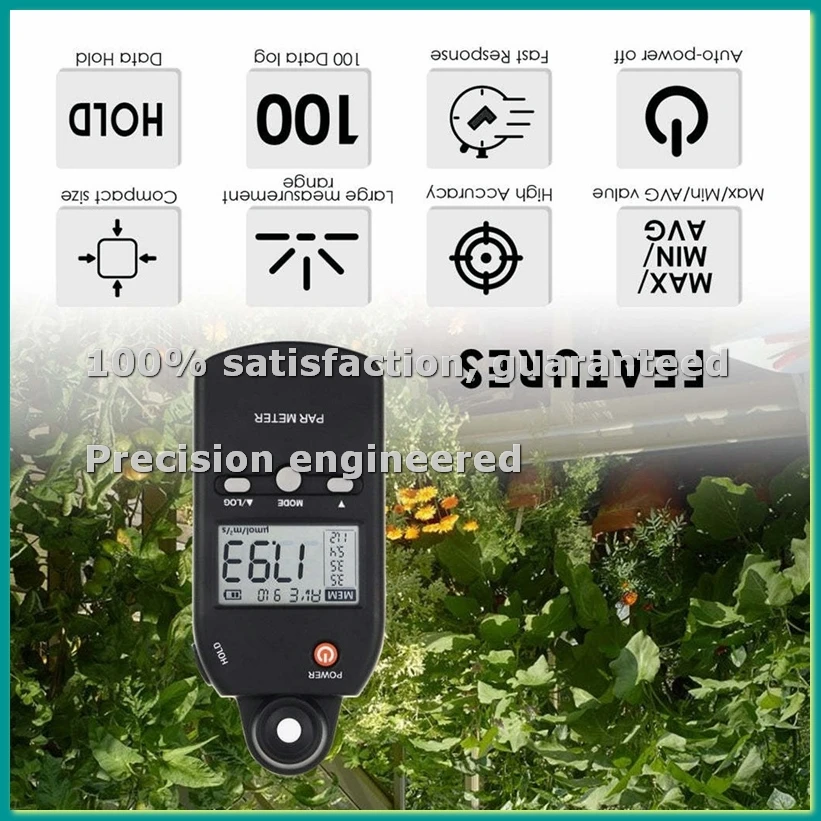 Photosynthetic Radiometer Portable Flux Meter Handheld Light Energy Meter Outdoor Measuring Light Intensity Meter-A55K