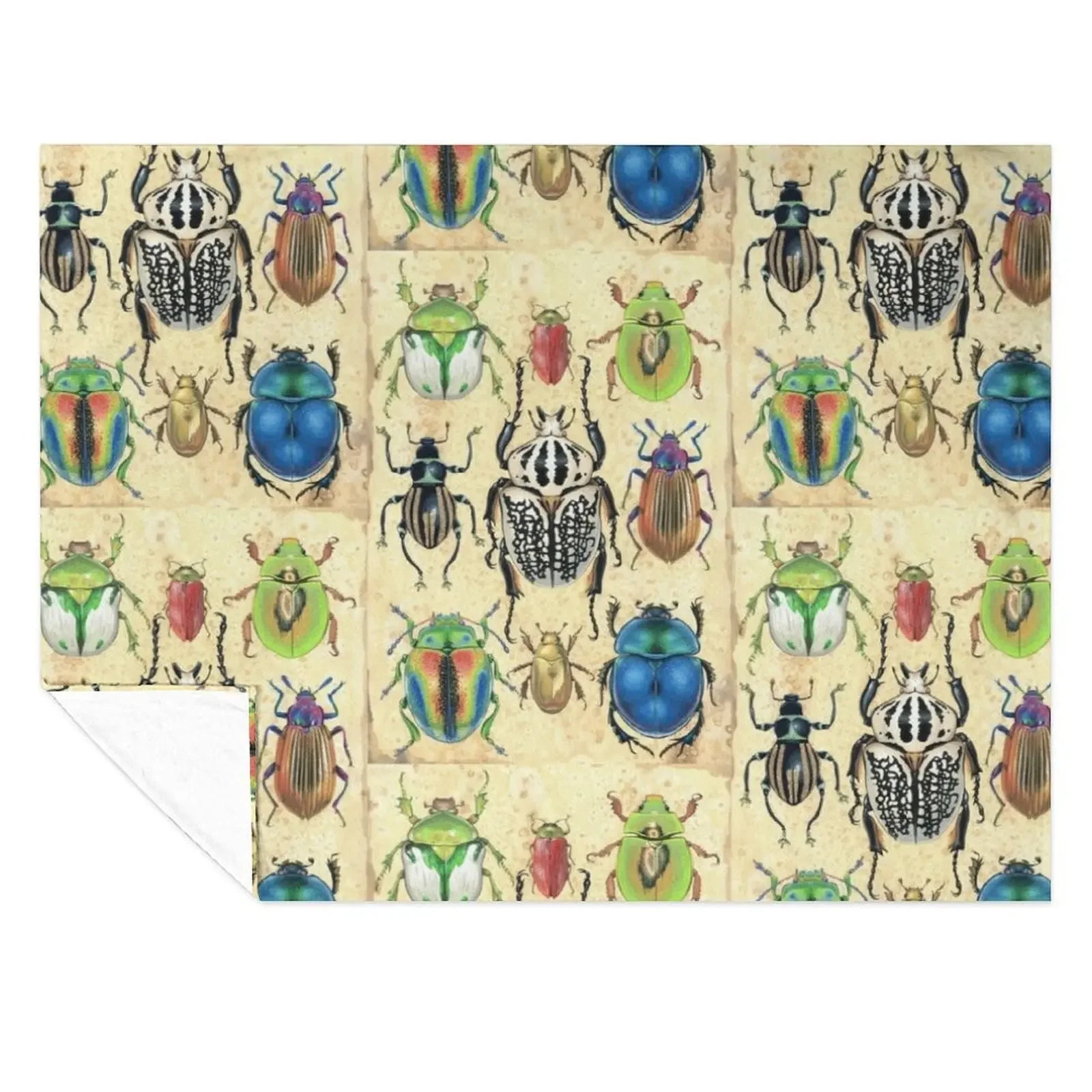 

Vintage style beetle illustration Throw Blanket Large Decorative Sofas Sofa Hairys Blankets