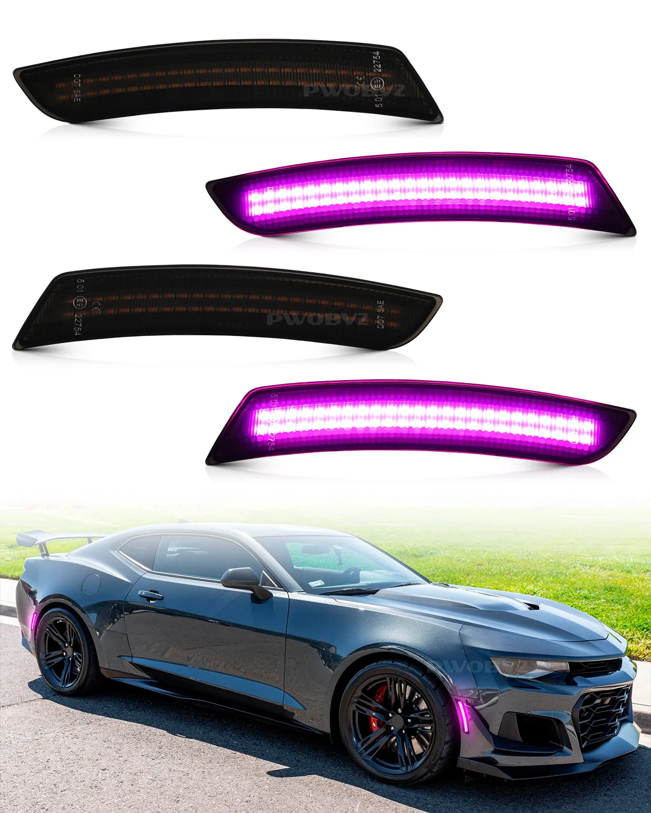 LED Flashing Lights Front Rear Bumper Side Marker Lights Indicator for Chevy Camaro 2016 2017 2018 2019 2020 2021 2022 2023