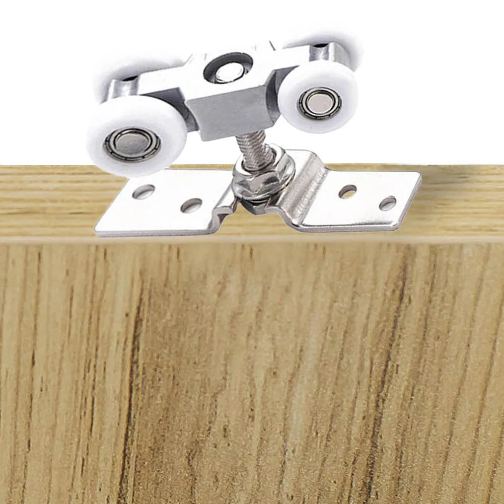 Practical Brand New High Quality Door Track Door Guide 1 Pair Stainless Steel Glass Door Hanging Rail Nylon Wheel