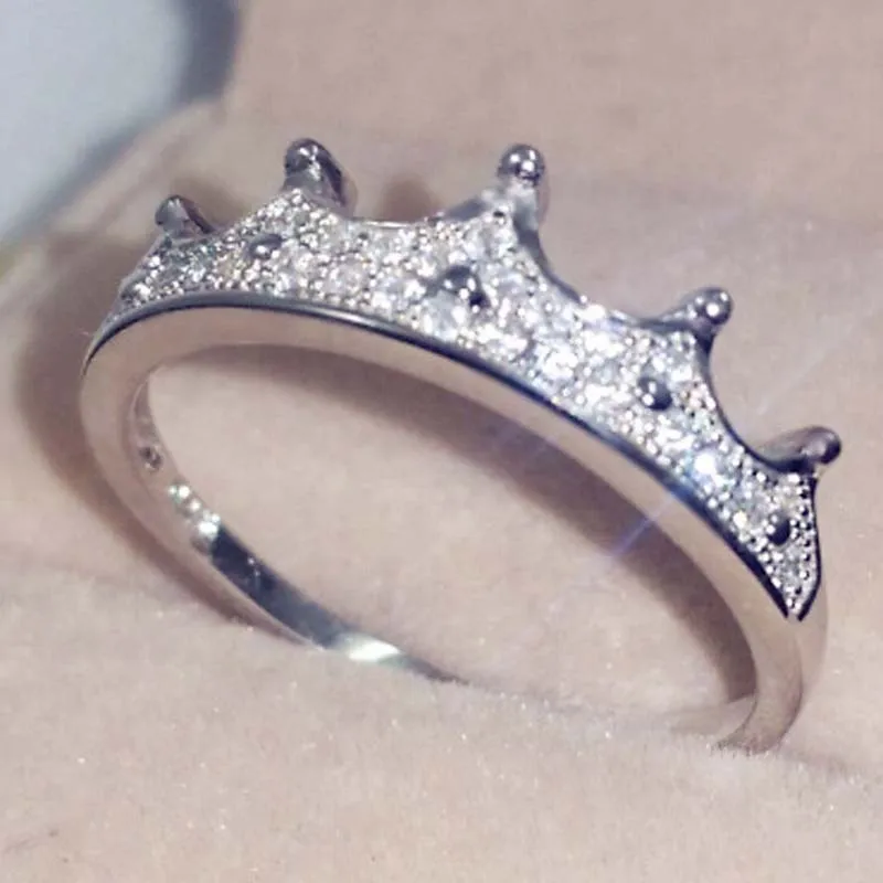 Gothic Style Zircon Crown Shaped Ring As A Birthday Gift for Your Girlfriend Representing That She Is Your Princess or Queen