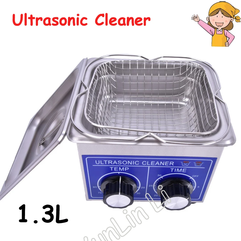 

1.3L Small Ultrasonic Cleaner Heater & Timer 60W 40KHZ for Household Glasses Jewelry Ultrasonic Cleaner With Basket