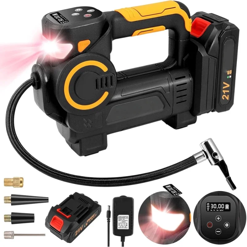 AliExpress NONE Corded Heavy Duty 21V Car Air Pump 150PSI Electric Tire Inflator Air Compressor Pump with LED Light for Car Motorcycle Bike Ball