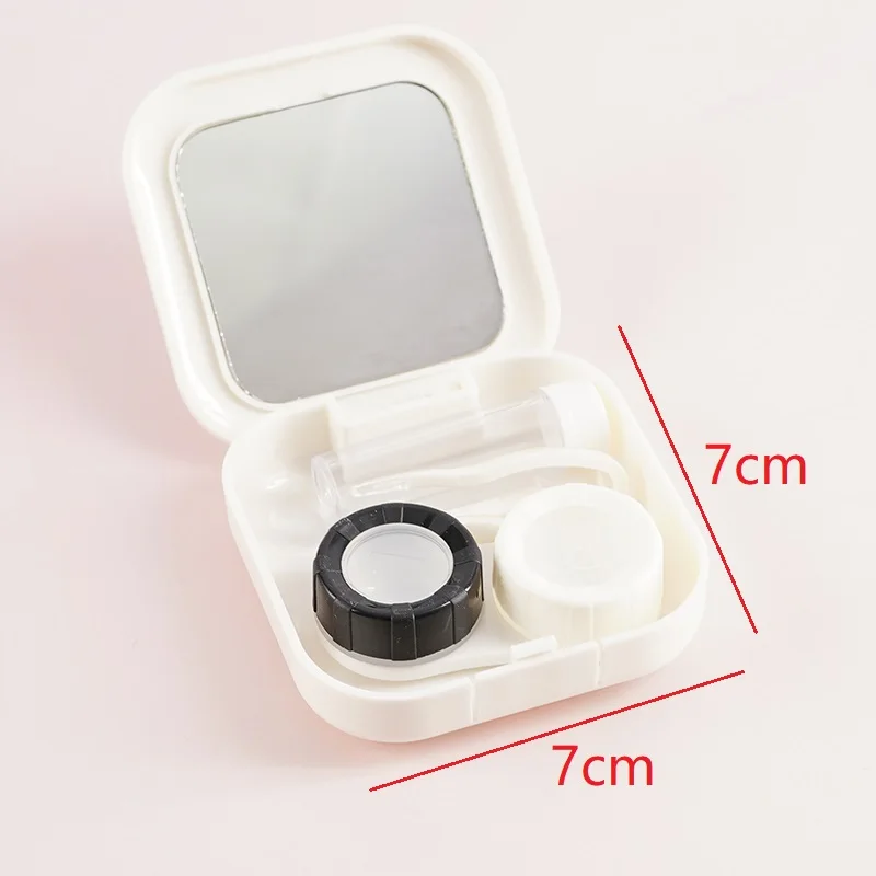 Macaron Color Eye Contact Lenses Cases Girl Black Purple Contacts Lens Container Case with Silicone Tweezers Mini Pocket Box