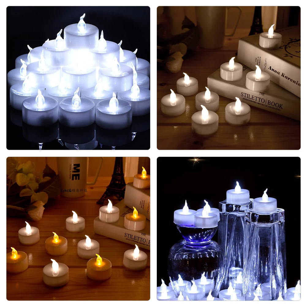 

12Pcs Electronic Tea Light Candles Flameless LED Lights Operated for Wedding Home Decoration Party