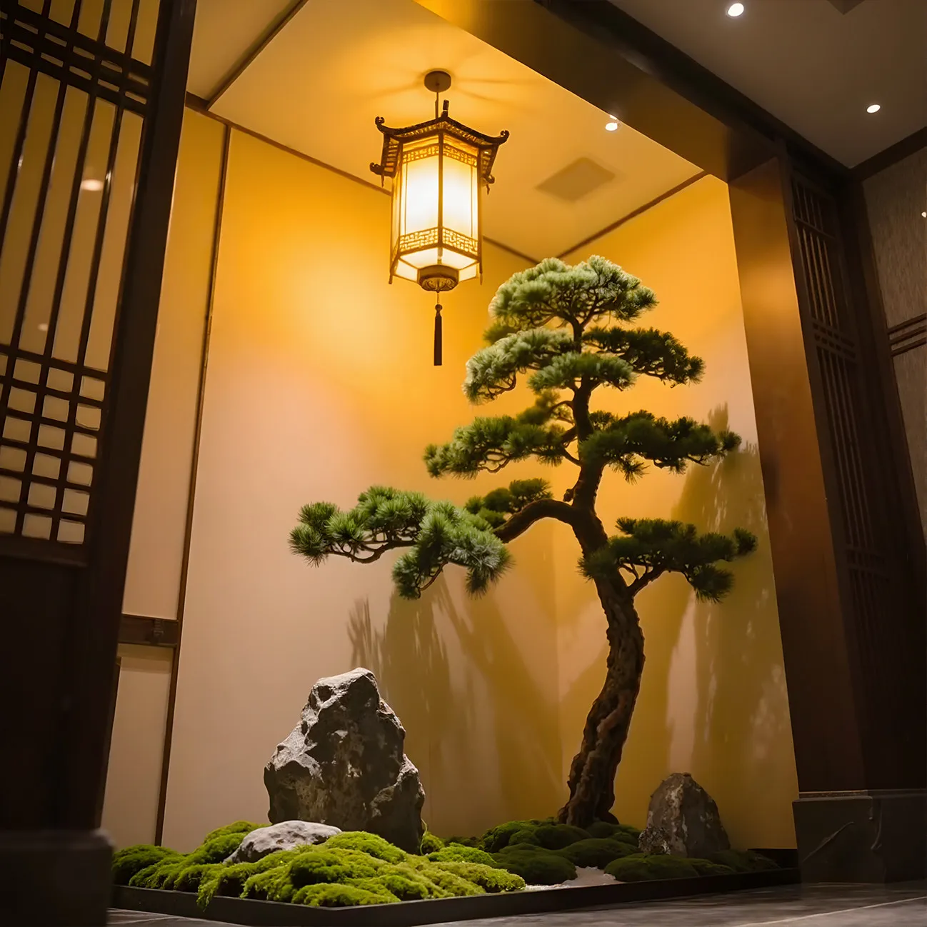 Simulated welcome pine indoor landscape plants, large-scale landing simulated green plants