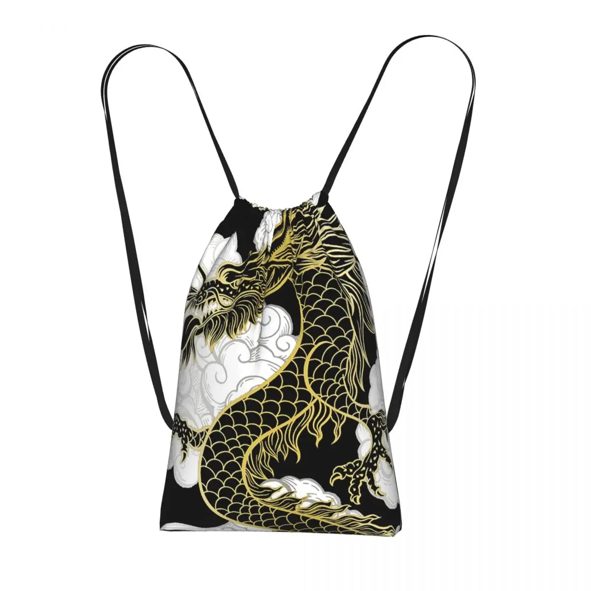 

Рюкзаки с узором золотого дракона, многофункциональные спортивные сумки с завязками и карманами, сумки для книг для мужчин и женщин, школьные сумки