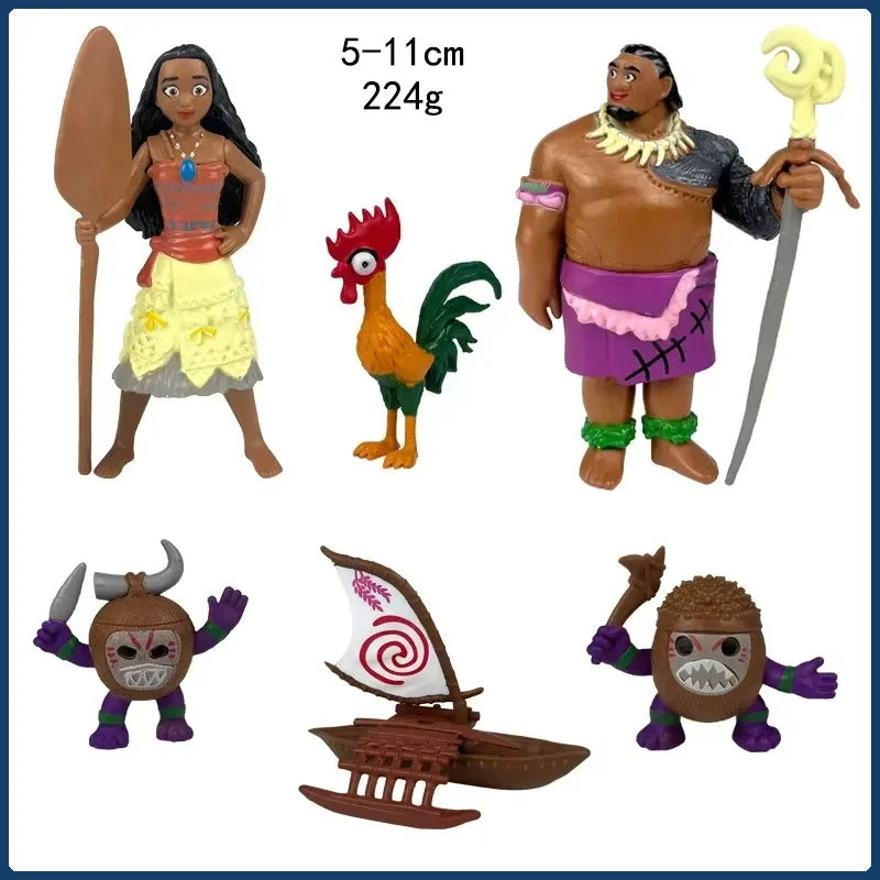 6/10PCS Disney Movie Moana 2 Toy Model Vaiana Maui Chief Tui Tala Heihei Pua Anime Character Model Decoration Kids Toy Gift