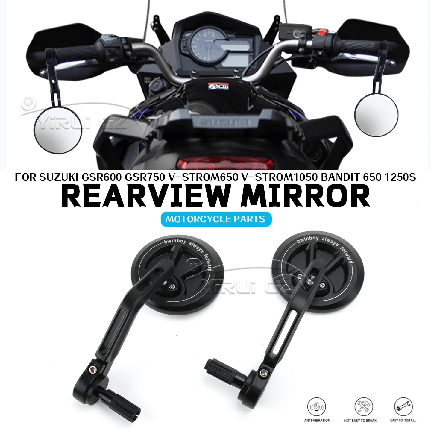 Motorcycle Rearview Handlebar Rearview Mirrors FOR Suzuki GSR600 GSR750 V-Strom 650 V-Strom 1050  Side Mirrors Bandit 650 1250s