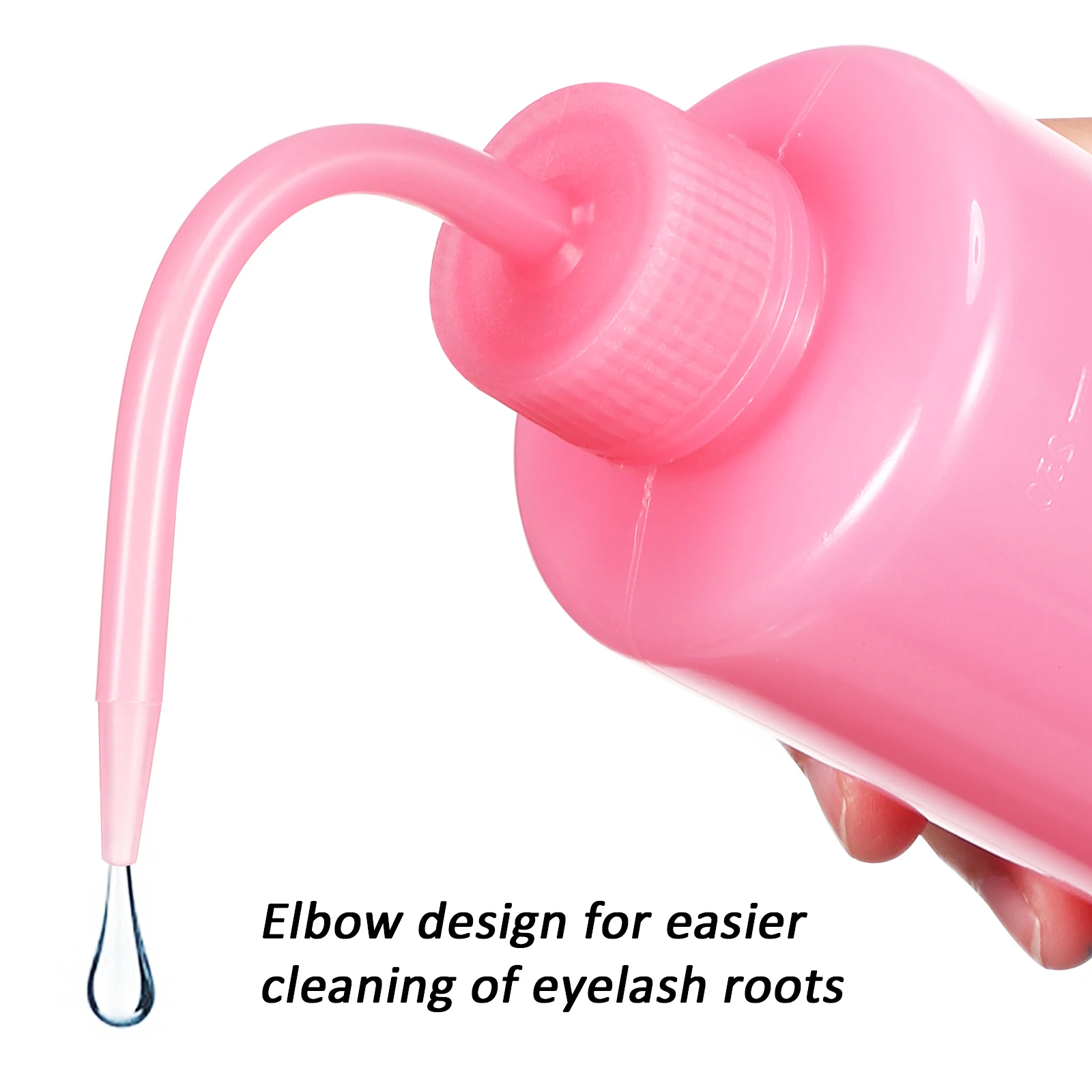 

2 Pcs Pink 250ML Eyelash Cleansing Squeeze Bottles Angled Spout Reusable Plastic Liquid Washing Makeup Removal Portable