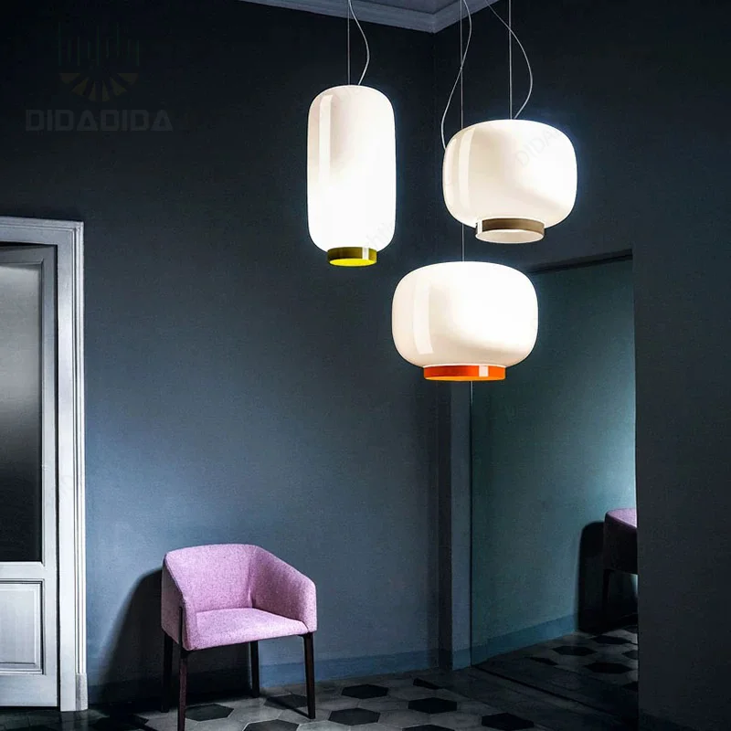 Contemporary Multicolor Glass Pendant Lamp White Orange Green Dimmable Ceilings Lustre for Bar Living Room Restaurant