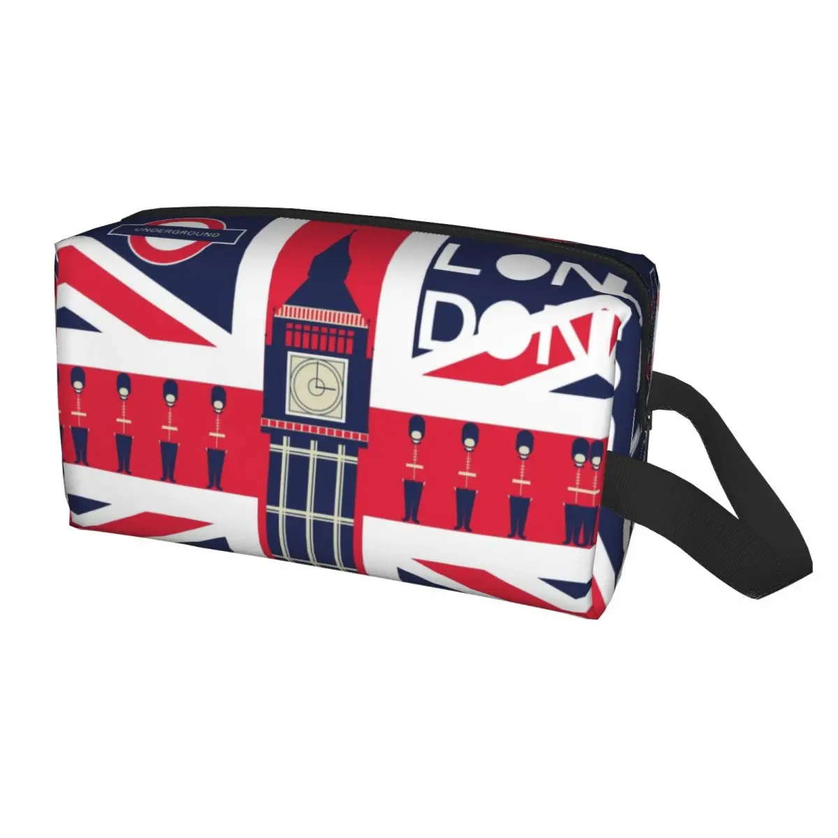 Custom Vintage British Flag With London Symbol Cosmetic Bag Fashion Union Jack Makeup Case Beauty Storage Toiletry Bags