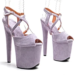 Leecabe 8inches Suede Upper  high heel sandals 20cm sexy model shoes pole dance shoes