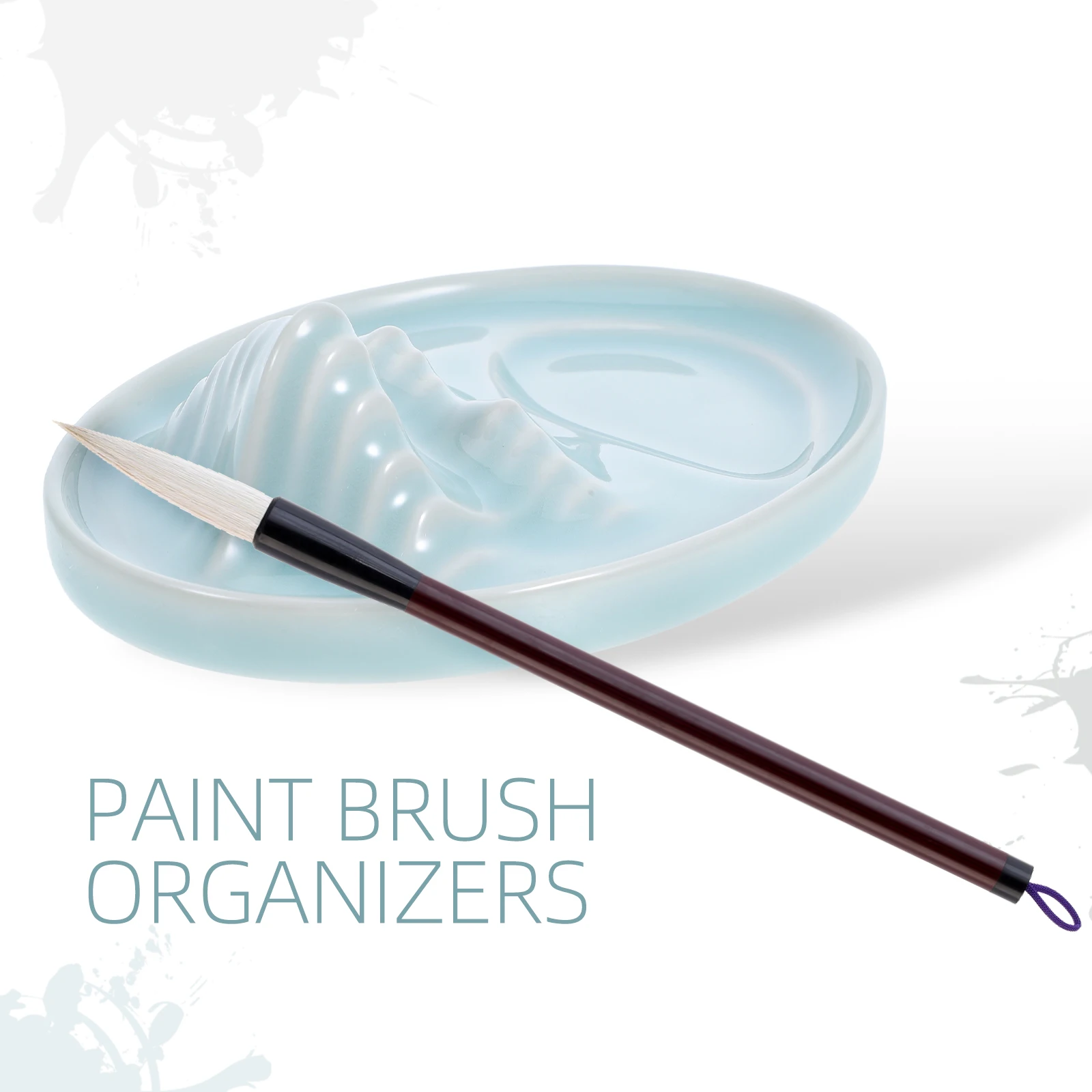 Ceramic Calligraphy Ink Dish Blue Versatile Writing Art Plate for Chinese Calligraphy Brush Rest Mixing Studio